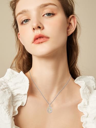 12 Month Birth Flower Necklace for Women 925 Sterling Silver Floral Teardrop Pendant Birthday Jewelry Gifts - color: 03. March Daffodils