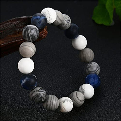 ONLYJUMP Planet Bracelet Solar System Universe Galaxy Bracelet Handmade Natural Stone Bead Bracelet String Adjustable Astronomy Gifts Bangle for Women Men - color: White Bracelet