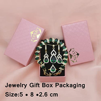 LMXXVJ Women Jewelry Set Platinum Plated Necklace Open Ring Earrings Bracelet Set,Birthday/Anniversary Mother’s Day Jewelry Gifts for Mom/Wife/Sister/Best Friend - color: Yellow Gold-Green