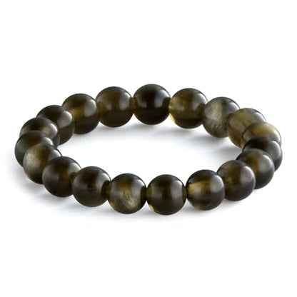 NLIEO Handmade Natural Gemstone Crystal Beaded Stretch Band Ring for Women | Handmade, 3mm Natural Stone, Size 7-12, Stretchy, Beaded Jewelry, Green Bead Rings, Trendy Jewelry Gift - style: Golden Obsidian