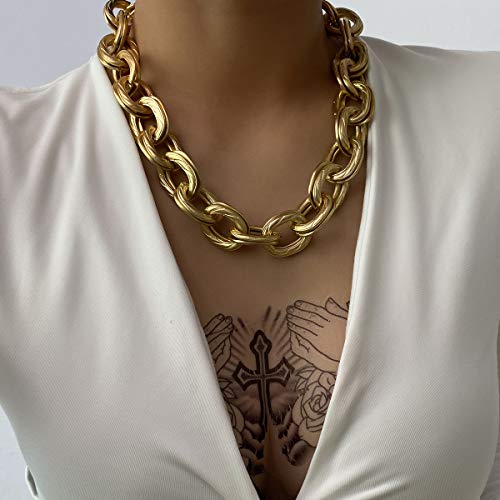 CSIYANJRY99 Chunky Gold Necklaces for Women,Multilayer Punk 80s Hip Hop Necklace,Layered Cuban Link Chain Statement Necklace 90s Freaknik Outfit Accessories for Women - color: Gold Chunky