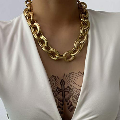 CSIYANJRY99 Chunky Gold Necklaces for Women,Multilayer Punk 80s Hip Hop Necklace,Layered Cuban Link Chain Statement Necklace 90s Freaknik Outfit Accessories for Women - color: Gold Chunky