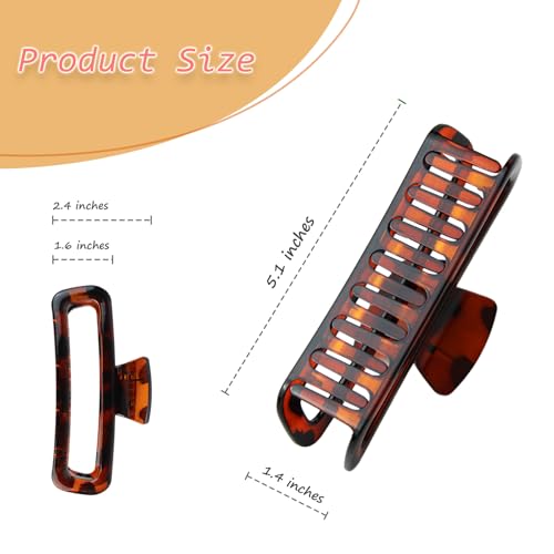 Hair Claw Clips Plastic 5.1 Inch Large Unbreakable Glossy Rectangle Square Strong Hold Jaw Clips Neutral Colors XL for Women Thin Thick Long Curly Hair - 3 Pack - color: Black&Dark Brown&Light Brown