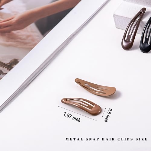 20 PCS Metal Snap Hair Clips Water Drop No Slip Barrettes for Women Bright Small Hair Clips For Thick And Thin Fine Hair,Black Beige Brown,1.97 x 0.5 In. - color: Black Beige Brown