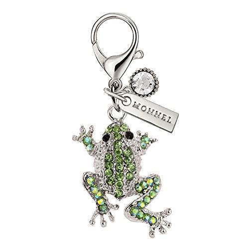 Monnel MC43 Green Crystal Frog Animal Lobster Clasp Charms Pendants with Pouch Bag For (1 piece)