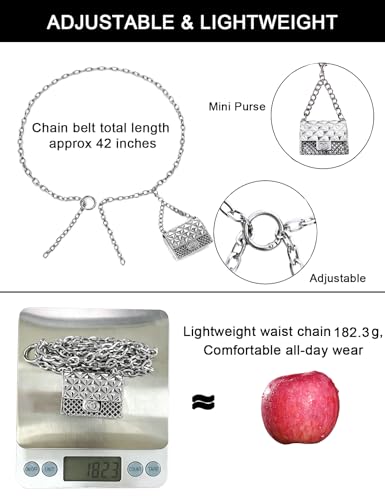 BEMYLV Mini Chain Belt Purse Silver Waist Bag for Women Fashion Fanny Pack | Trendy Detachable Waist Purse Cute Bag for Dresses Jeans - color: Silver