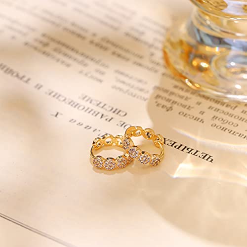 Cubic Zirconia Huggie Earrings 14k Gold Plated Tiny Earrings Small Huggie Hoop Earrings Simple Lightweight Hoops Gift for Women - color: CZ Link Hoop