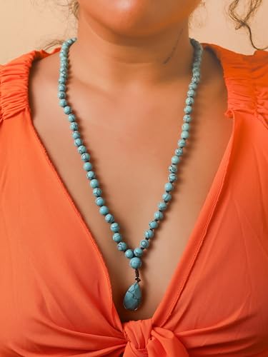MINACHI Created Turquoise Long Necklace, Irregular Shape Beads, Bohemian Vintage Ethnic Style Jewelry for Women - style: Necklace L10-038