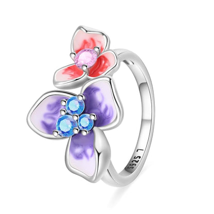 KUNSIR 925 Silver Cubic Zirconia Ring Size 7-9 Wedding Band Sterling Silver Eternity Ring Modern Style - style: Flower Ring