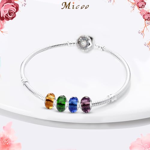 MICOO 925 Sterling Silver Charms for Bracelets,Fashion DIY Dangle Pendants Beads Simulated Birthstone Charms,Birthday Gifts for Women - color: 4 styles charms