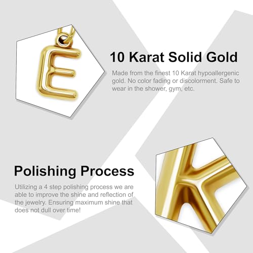 Gold Puffed Initial Letter Charm - 10 Karat Gold - 3D Bubble Letter Pendant - style: Letter e