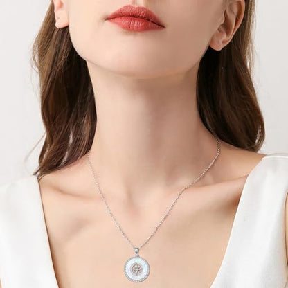 AOBOCO 2026 Graduation Gifts 925 Sterling Silver Compass Pendant Necklace High School College Graduation Jewelry Gifts for Women Daughter - style: C-White Opal