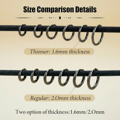 Surgical Steel Huggie Hoop Earrings & Flat Back Studs for Women Men, 6mm-14mm Small Hoops for Cartilage Helix Tragus Lobe, 1-10 Pairs Multiple Piercing Jewelry Set for Sensitive Ears - style: 1Pair,Black,10mm(THK:1.6mm)