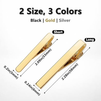 Tie Clips for Men 6-Pack, Viaky Classic Tie Bar Gold Silver Black 3 Tones | Men's Jewelry Accessories Necktie Clip for Wedding, Business and Formal,Gifts for Father, Husband, Boyfriend,etc.