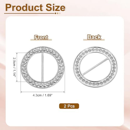uxcell Silk Scarf Ring Clip, Rhinestone Round T-Shirt Ties Clips Kit Clothes Corner Knotted Button - color: Silver