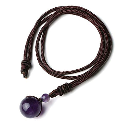 Jovivi Healing Crystals Necklace Natural Tiger Eye Amethyst Lucky Blessing Protection Chakra Beads Stone Pendant for Women Men Adjustable - color: Amethyst