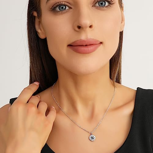 Zealmer Dainty 18K Gold Plated Compass World Map Pendant Necklace Graduation Gift for Friends - color: Compass Silver Tone