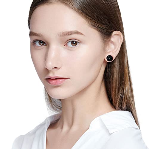 Silver-tone Faux Druzy Stud Earrings，925 Sterling Silver Hypoallergenic Natural Gemstone Earrings for Women Trendy Fashion - color: Purple
