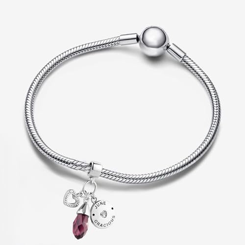 GMXLin Birthstone Birthday Charms Teardrop Love Heart Dangle Bead Compatible With Pandora Charms Bracelets - style: June Birthstone