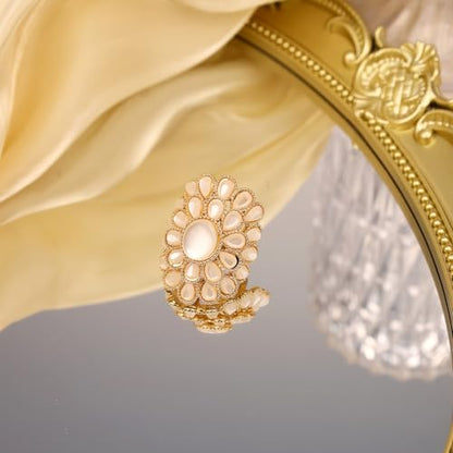 Elegant Big Crystal Flower Ring for Women Gold Rhinestone Floral Rings Open Finger Adjustable Crystal Flower Statement Ring Jewelry for Bridal Wedding - color: Flower 3