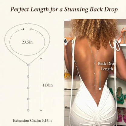 Back Necklace for Backless Dress Rhinestone Body Chain Jewelry for Women Backdrop Necklace Bridal Dress Crystal Wedding Jewelry Gift - color: A2:silver back necklace