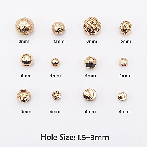 INSPIRELLE 120pcs Spacer Beads Gold Plated Round and Oval Beads | Long-Lasting for Jewelry Bracelet Necklace Making - color: 120x Round Oval
