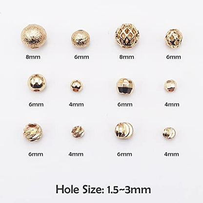 INSPIRELLE 120pcs Spacer Beads Gold Plated Round and Oval Beads | Long-Lasting for Jewelry Bracelet Necklace Making - color: 120x Round Oval