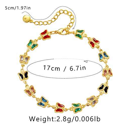 Dainty Gold Bracelets for Women, 18 Gold Plated Adjustable Evil Eye/Butterfly/Beaded/Pearl/Heart/Turquoise Handmade Bracelet for Women - style: Butterfly