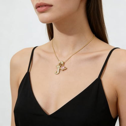 18K Gold & Silver Plated Initial Necklaces for Women - color: J-Gold