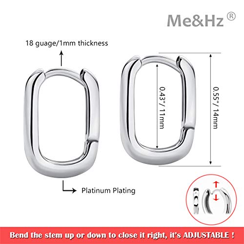 Me&Hz Gold Huggie Earrings Small Huggie Hoop Earrings for Women 14K Gold Plated Hypoallergenic Cubic Zirconia Huggies Mini Silver Hoop Earring for Women - color: Square, Silver