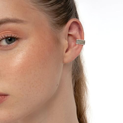 CHIC & ARTSY 925 Sterling Silver Ear Cuffs for Women, Non Piercing Clip On Cartilage Cuffs, Adjustable Fake Conch & Helix Earrings, Gold Plated & Oxidized Various Styles - color: ear cuff #32