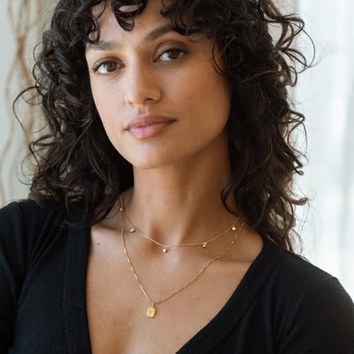 Dainty Silver Gold Necklaces for Women Cute Station Choker Simulated Diamond Necklace Simple Layering CZ Necklace Trendy Jewelry Gifts - color: Silver, style: 5pcs Hanging CZ-Cable Chain