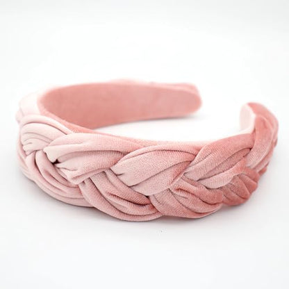 Pink Headbands for Women Braided Headbands Velvet Padded Hairbands Cute Hair Accessories for Women Girl - color: Pink