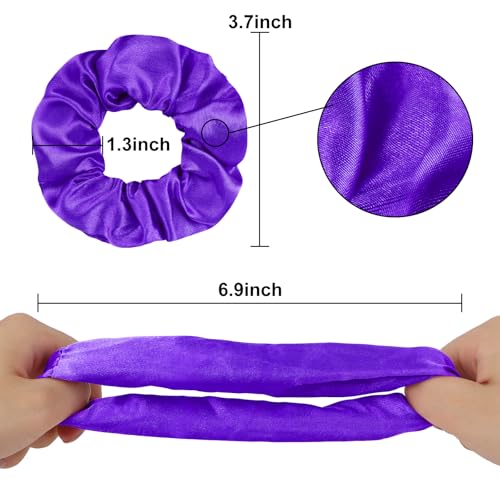 16 Pcs Satin Purple Scrunchies Bridesmaid Proposal Gifts Hair Ties Scrunchies for Women Girls Bachelorette Party Favors (deep purple) - color: deep purple