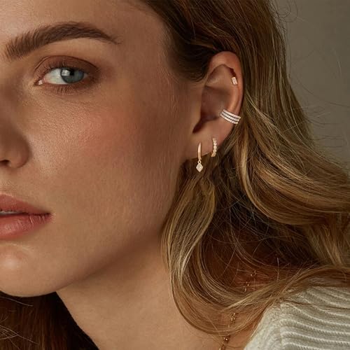 Ear Cuffs Non Piercing Ear Cuff Earrings for Women Gifts Trendy Stuff Clip on Cartilage Earrings Stacks Fake Earrings Jewelry Gifts - color: F:2pcs Rhinestones gold cuff earrings