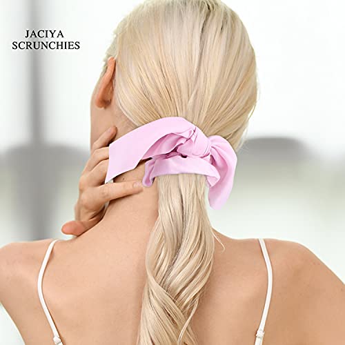 Jaciya Hair Ties: Silk Bunny Ears and Tail Scrunchies for Girls and Women Hair Accessories (Pink/Blue/Green/Yellow/Purple/White) - color: Pink/Blue/Green/Yellow/Purple/White