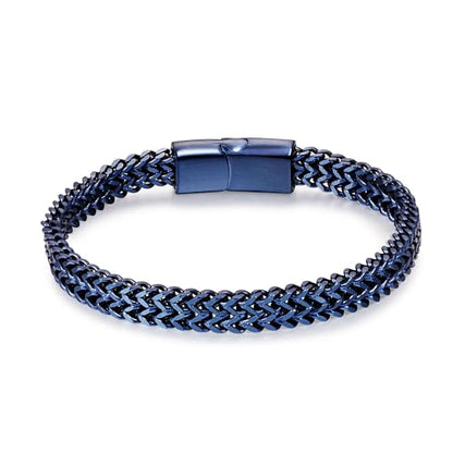 Mens Bracelet-Stainless Steel Magnetic Clasp Franco Chain Bracelets for Men - color: B-Blue