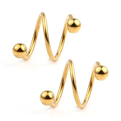 Ruifan 16G Stainless Steel Double Twist Ear Plug Earring Spiral Helix Stud Lip Ring Body Piercing Jewelry 8mm 10mm - style: 6Pairs - 8mm Mix Color