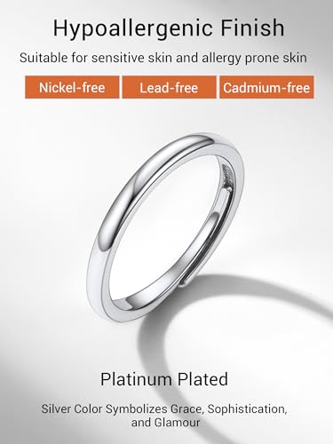 PROSILVER 925 Sterling Silver Adjustable Open Ring for Women, Solid Sterling Silver Stackable Ring, knuckle Finger Ring, Pinky Ring, Come with Box - style: 02 Minimalist Ring