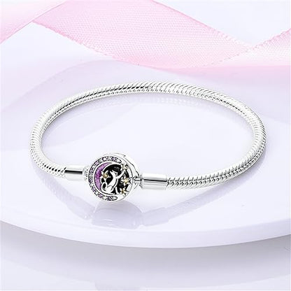 KUNSIR 925 Sterling Silver Palm Clasp Snake Chain Bracelet Basic Charm Bracelets Fit Any PDL Charm, with for Teen Women - style: KJB013