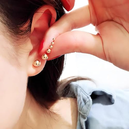 15 Pairs Surgical Steel Ball Stud Earrings Set | Fadeless, PVD Plating, Stainless Steel, Fadeless, Waterproof, High Polish, Hypoallergenic - color: Gold 15Pairs (2-6mm )