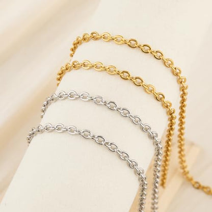 SMYHTGLIF 2 Rolls Total 32.8 Feet Gold and Silver Chain for Jewelry Making | Stainless Steel Cable Jewelry Chain Roll Oval Link Bulk Chain Craft Jewelry Making Chains - size: 5.1×4mm