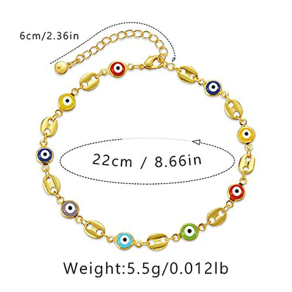 Ankle Bracelets for Women 18K Gold Plated Anklet for Women Gold Charm Anklet Waterproof Summer Beach Foot Chain Jewelry Gifts - style: Evil Eye and Pig Nose