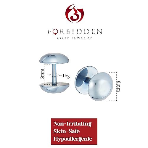 Forbidden Body Jewelry 16g 8mm Titanium IP Plated Surgical Steel Dome Cheater Plug Earrings, Fake 0 Gauge Earrings - style: Light Blue