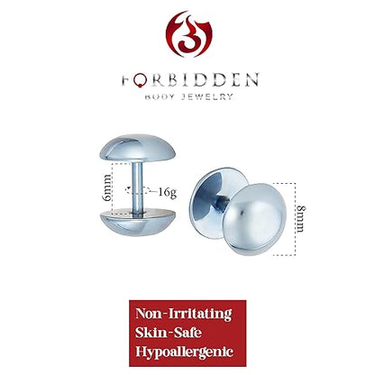 Forbidden Body Jewelry 16g 8mm Titanium IP Plated Surgical Steel Dome Cheater Plug Earrings, Fake 0 Gauge Earrings - style: Light Blue