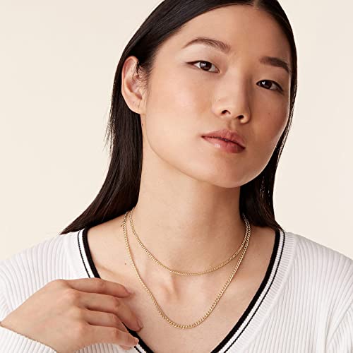 PAVOI 14K Gold Plated Dainty Layering Necklaces for Women | Snake Chain, Curb Link, Paperclip Layered Chains | Trendy Layering Necklace - style: Curb