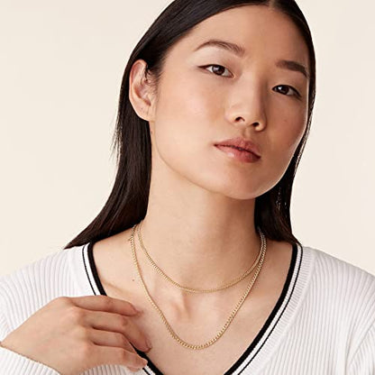 PAVOI 14K Gold Plated Dainty Layering Necklaces for Women | Snake Chain, Curb Link, Paperclip Layered Chains | Trendy Layering Necklace - style: Curb