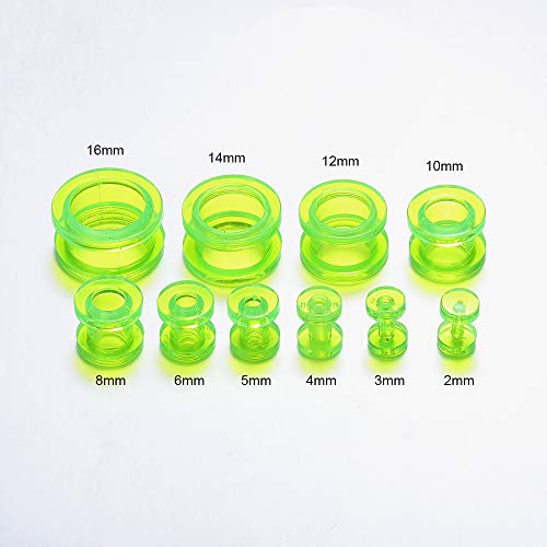 9 Pairs Clear UV Acrylic Screw Doble Flared Ear Plugs Tunnels Expander Ear Gauges Piercing - style: Gauge=00g(10mm)