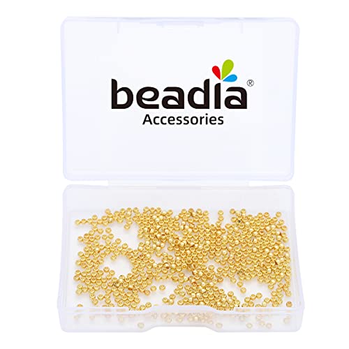 14K Gold Plated Round Spacer Beads 2mm 600pcs for Jewelry Making Findings Non Tarnish - color: 14K Gold, size: 2mm