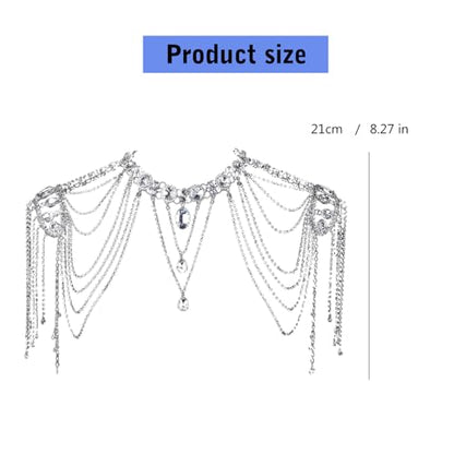 Crystals Tassels Shoulder Chain Necklace Multilayered Body Jewelry Accessory for Women Bridal Wedding Arm Supplies